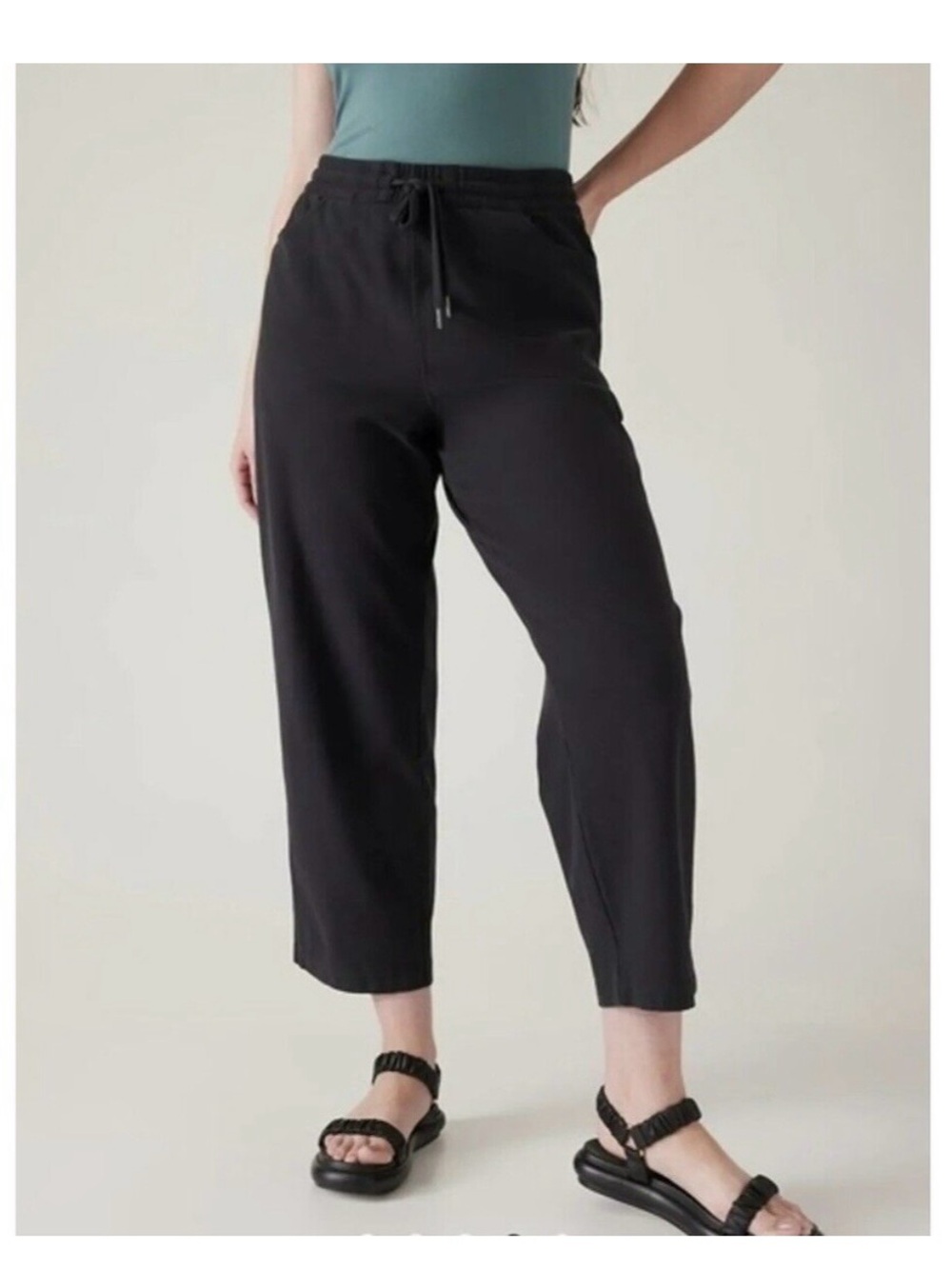 Athleta Black Cropped Drawstring Pants